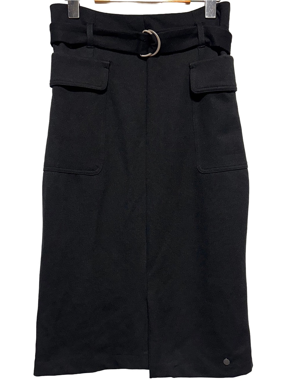 Numph Lisbet Belted Utility Midi Skirt Scandinavian Minimalist Cargo Black Small